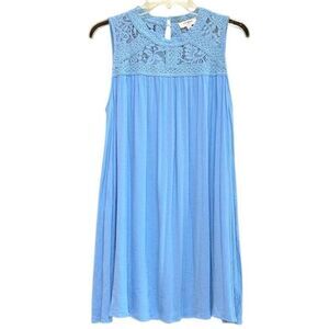 Umgee Lace Top Sleeveless Mini Dress in Light Blue Women’s S